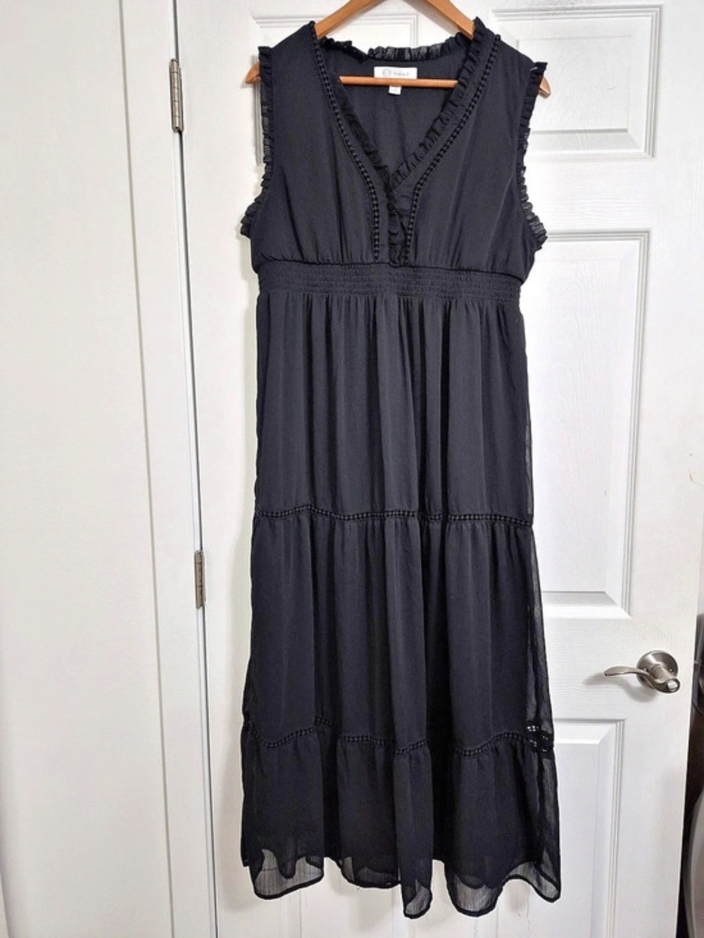 Cristina B Maxi Dress in Black Size Large